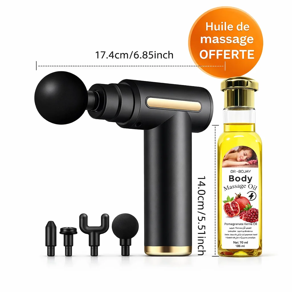 MuscleRelax Pro™ – Pistolet de Massage 4 en 1
