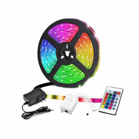 LED RGB شريط ضوئي لاصق, 5 أمتار, بجميع الألوان مع جهاز الحكم عن بعد