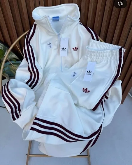 Survêtement Femme Adidas Blanc & Bordeaux – Ensemble 2 Pièces