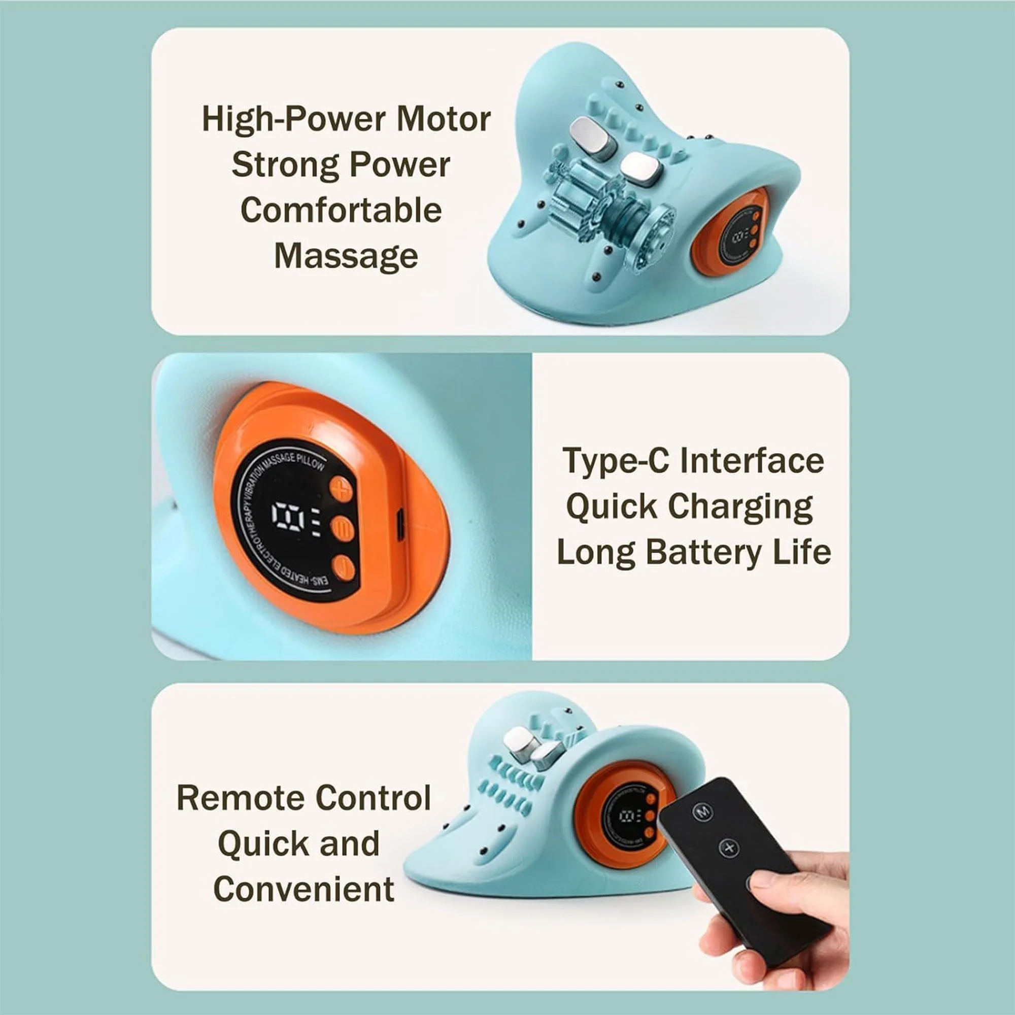 وسادة تدليك الرقبة 3 في 1 مع خاصية التسخين والتدليك بالاهتزاز وشد الرقبة لدعم العمود الفقري والاسترخاء