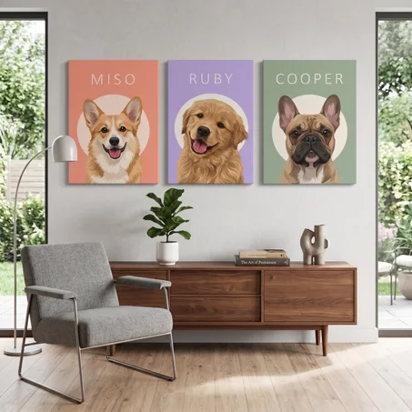 3 Animaux - Portrait Personnalisé