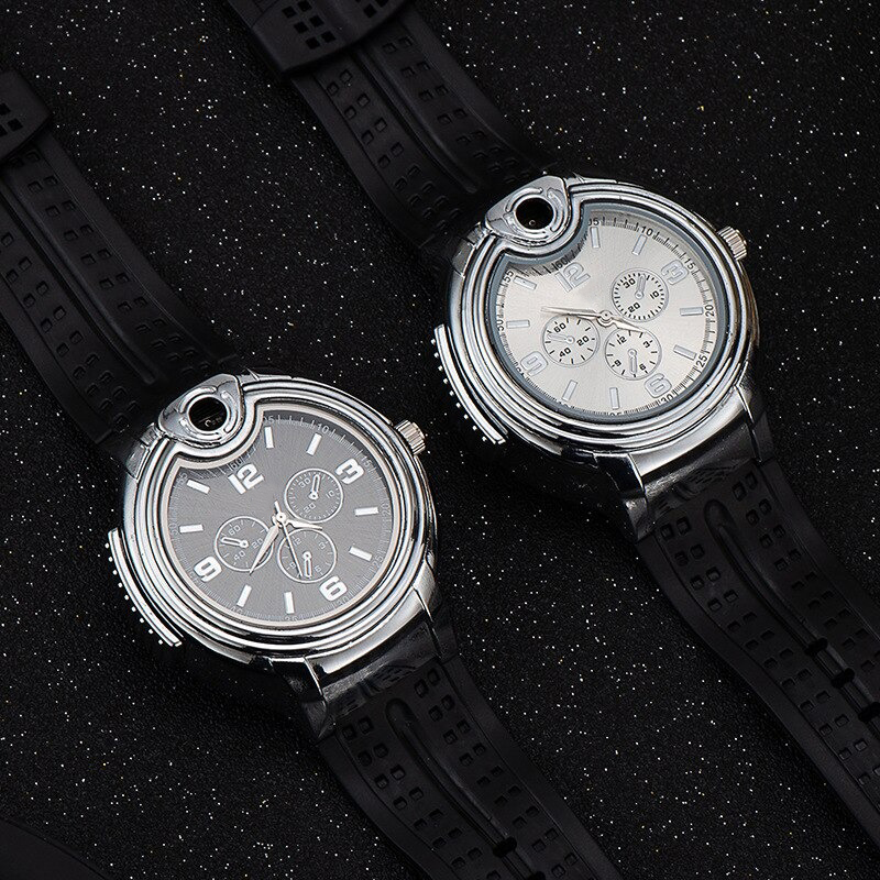 Details about   Watch Lighter Men Military Leather Wrist Band S Sport Refillable Stainless Steel 
