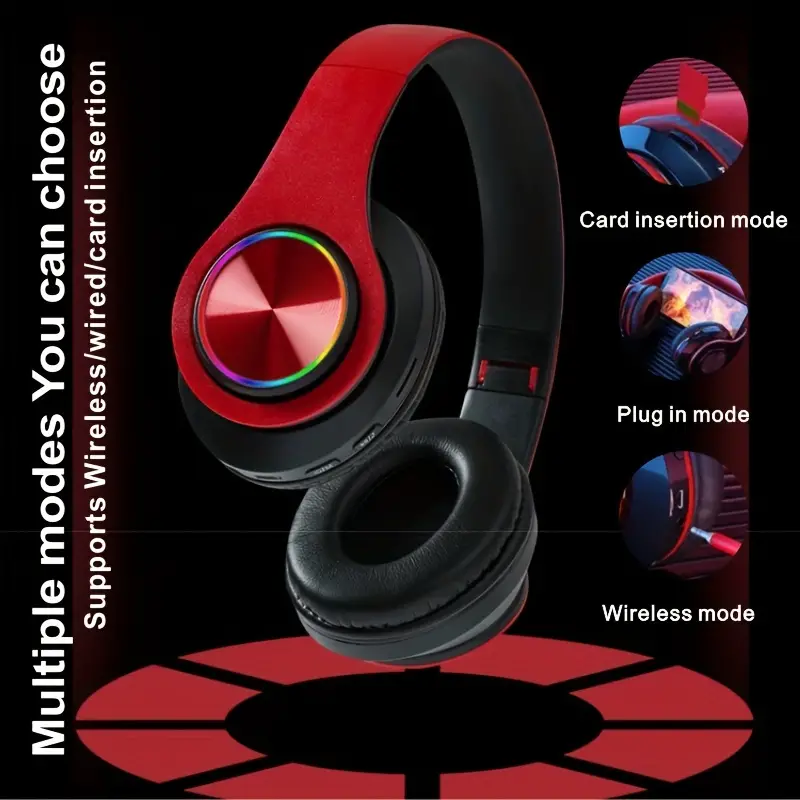 matte appearance fully wrapped ear b39 head mounted luminous wireless headset details 2