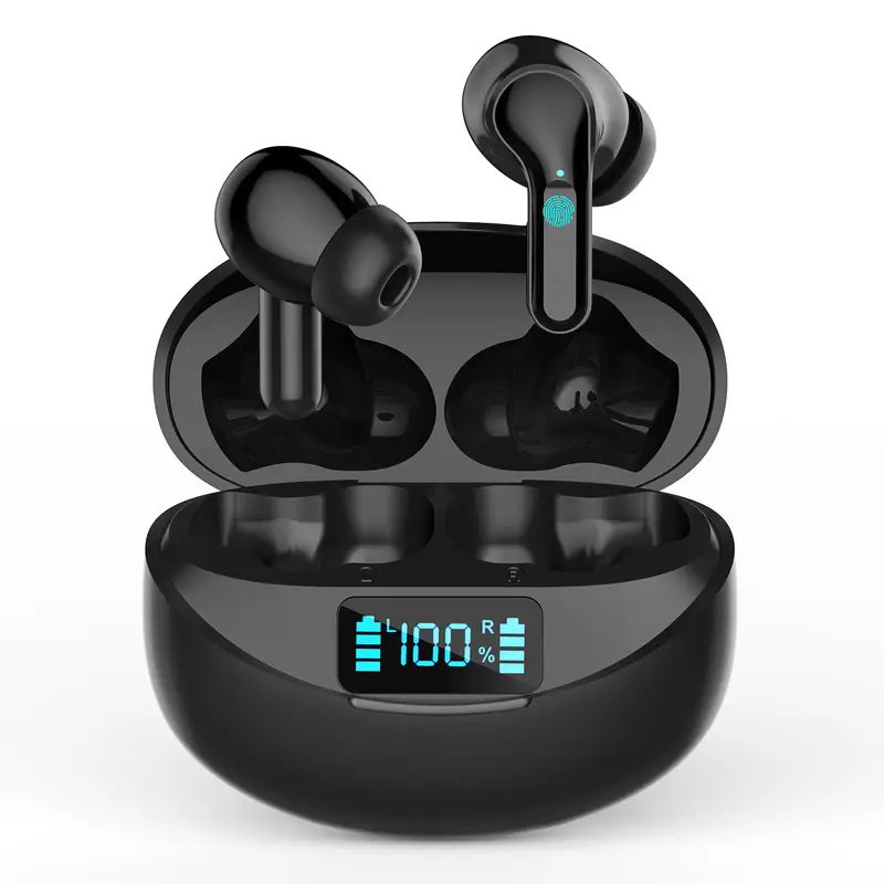 true wireless stereo eabuds tws noise cancelling headphones waterproof sport headset touch control earphones with led charging case details 1