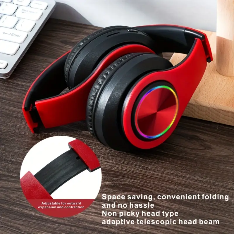 matte appearance fully wrapped ear b39 head mounted luminous wireless headset details 4