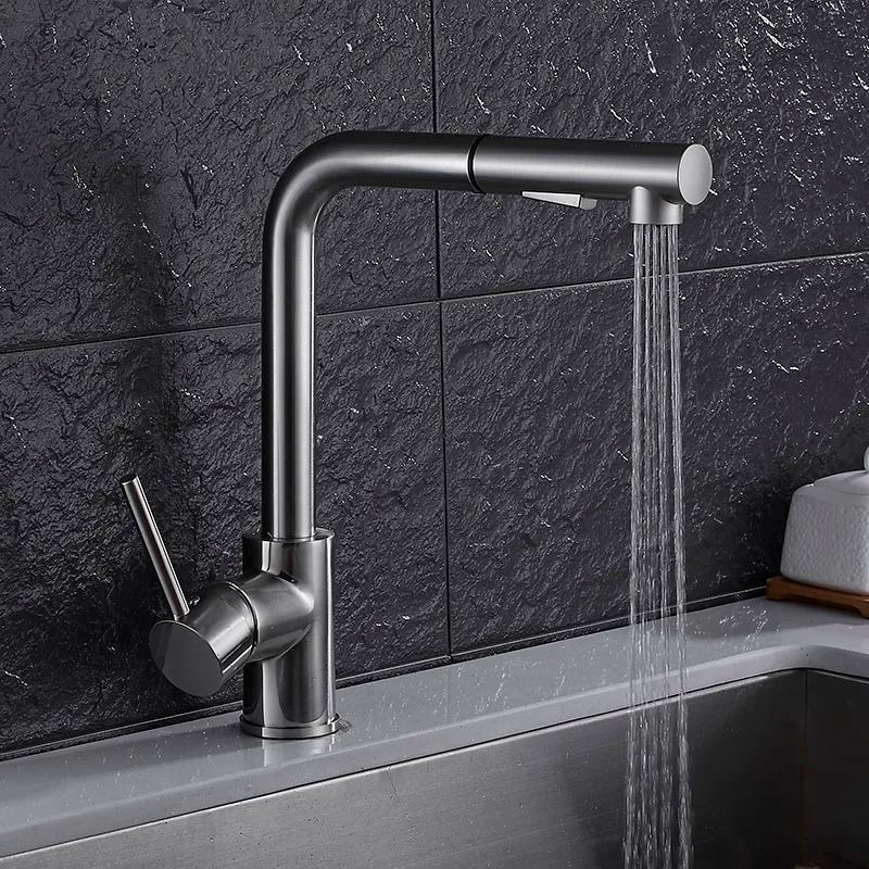 Küche Wasserhahn Messing Gebürstet Nickel Hohe Arch Küche Waschbecken Wasserhahn