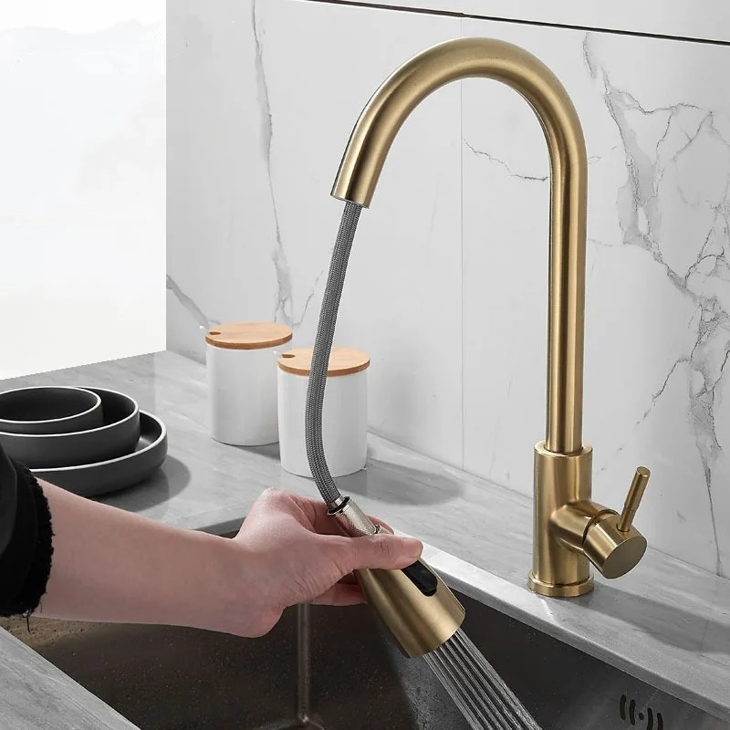 Wasserhahn Einzigen Handgriff Herausziehen Küche Tap Einzel Loch Griff Swivel Küche Mischbatterie Mischbatterie