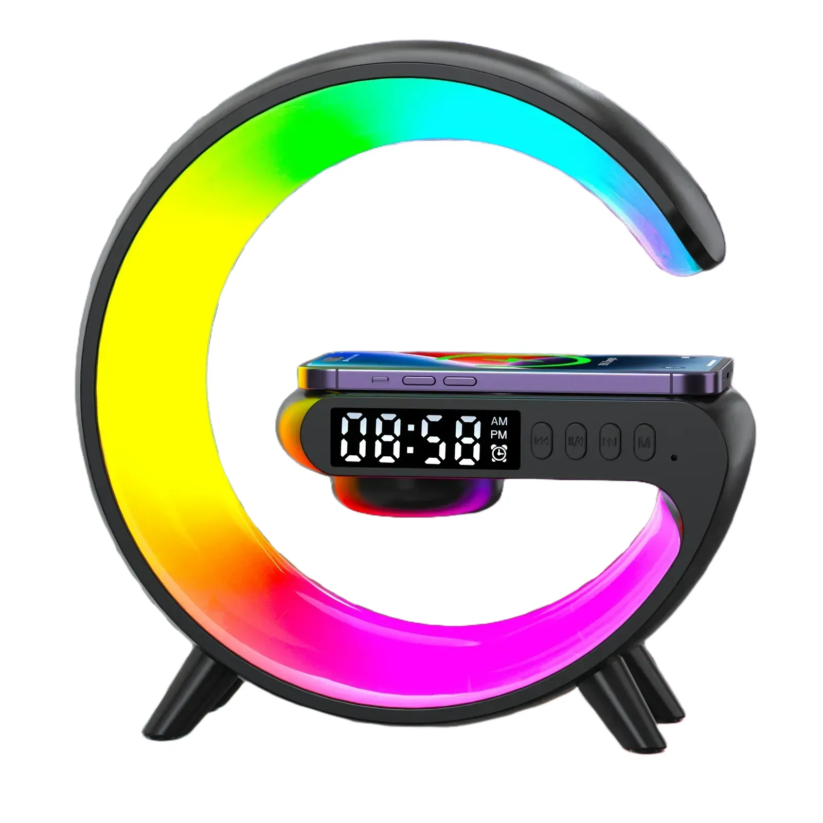 Multifunktions-Wireless-Charger-Pad-Ständer-Lautsprecher TF RGB-Nachtlicht 15W Schnellladestation Für IPhone Samsung Xiaomi