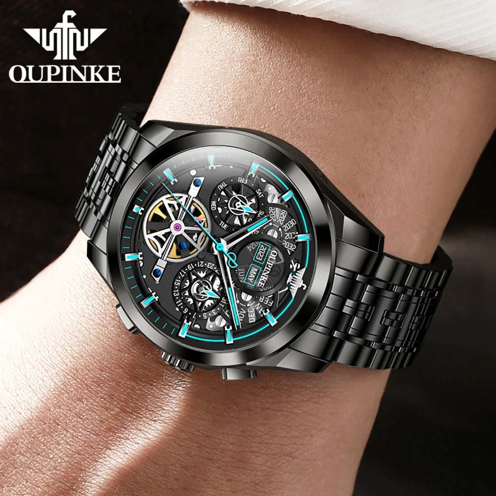 Oupinke automatische Uhr für Männer Luxusmarke mechanische Herren uhren wasserdichte Edelstahl Armbanduhr relogios masculino