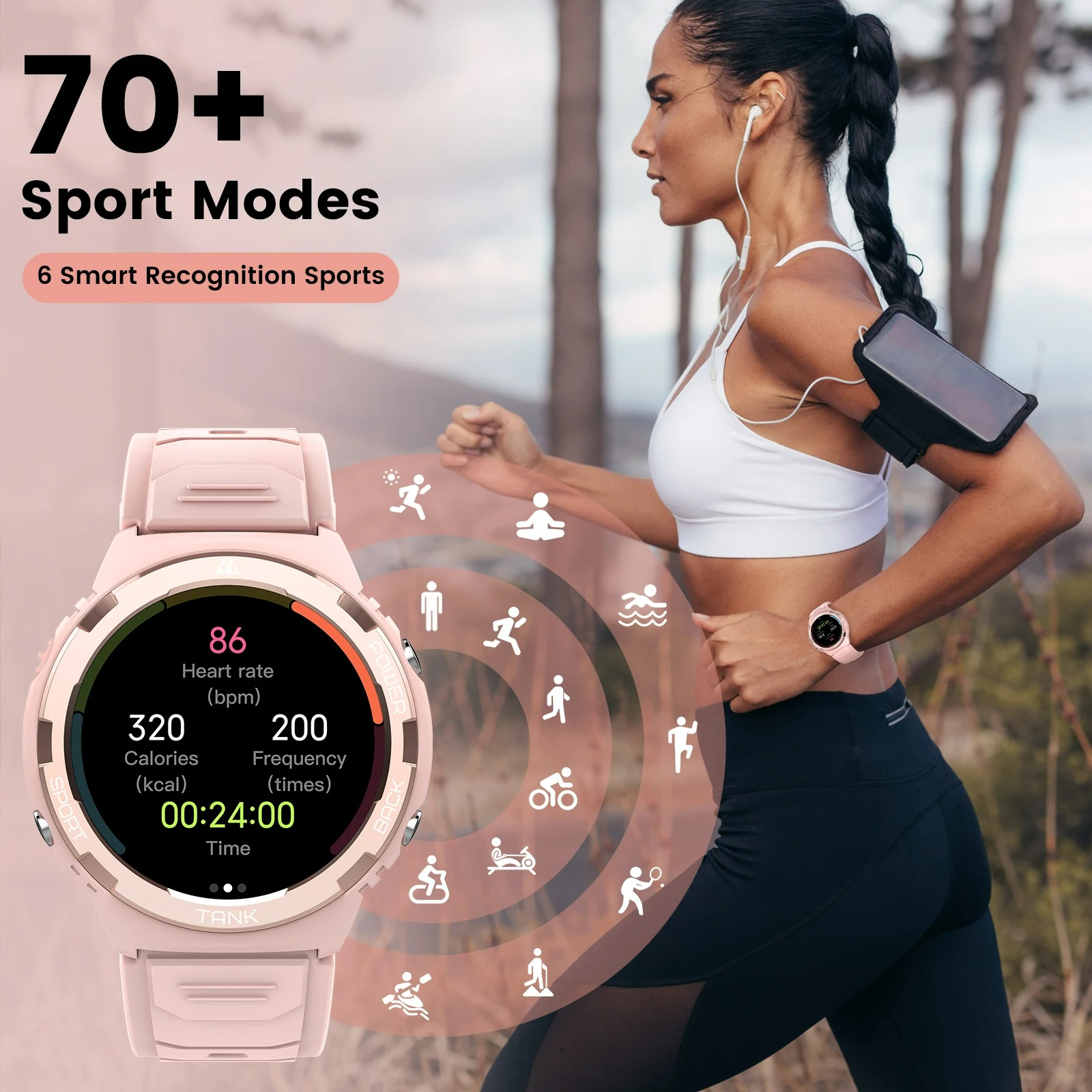 Senbono frauen smart watch voll touchscreen sport fitness tracker ip67 wasserdichte frauen smartwatch  für android ios