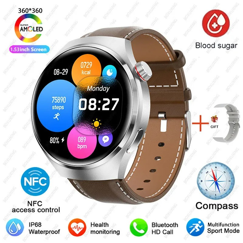 Huawei Uhr 4 Pro Smartwatch360*360 HD-Bildschirm BT Call NFC IP68 wasserdichte Herzfrequenz Blutzucker Smartwatch neu