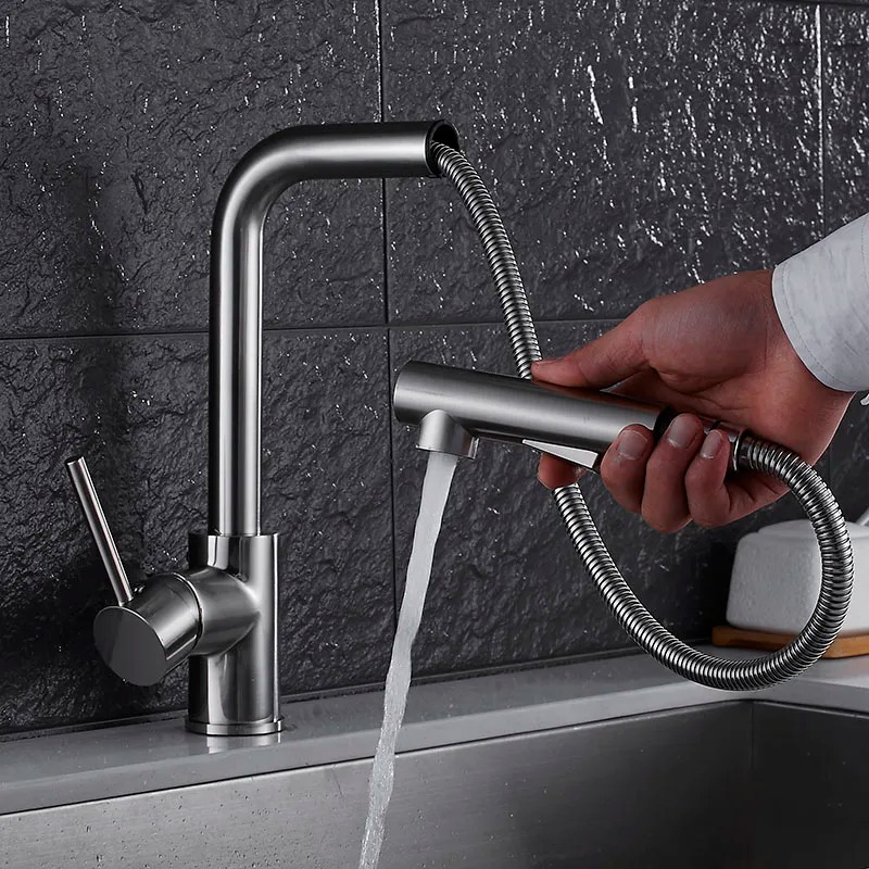 Küche Wasserhahn Messing Gebürstet Nickel Hohe Arch Küche Waschbecken Wasserhahn