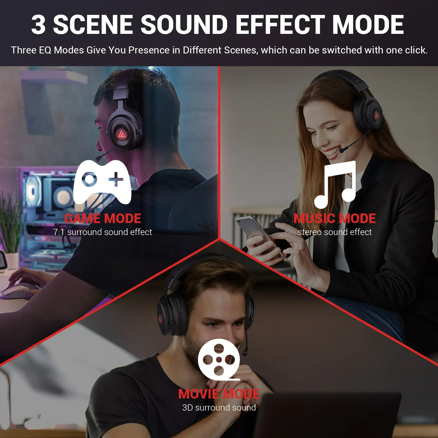 Eksa Bluetooth-Kopfhörer  USB/Typ C kabel gebundenes Gaming-Headset-Gamer mit Mikrofon