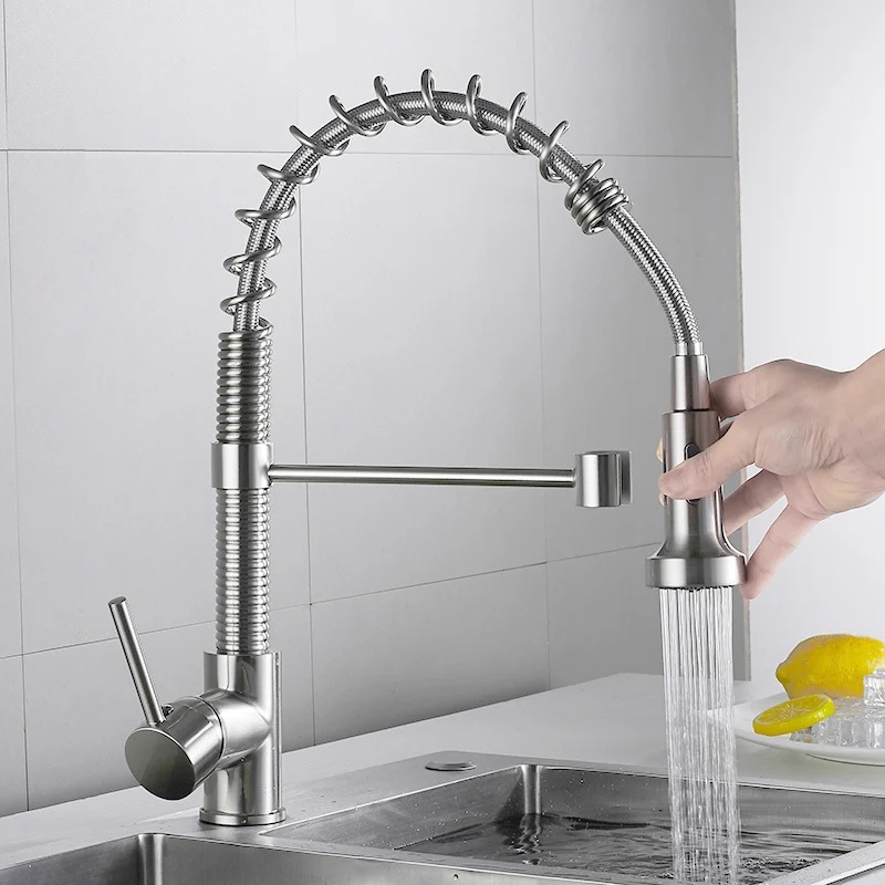 Wasserhahn Nickel Pull Unten Küche Waschbecken Wasserhahn luxus Hot & Cold