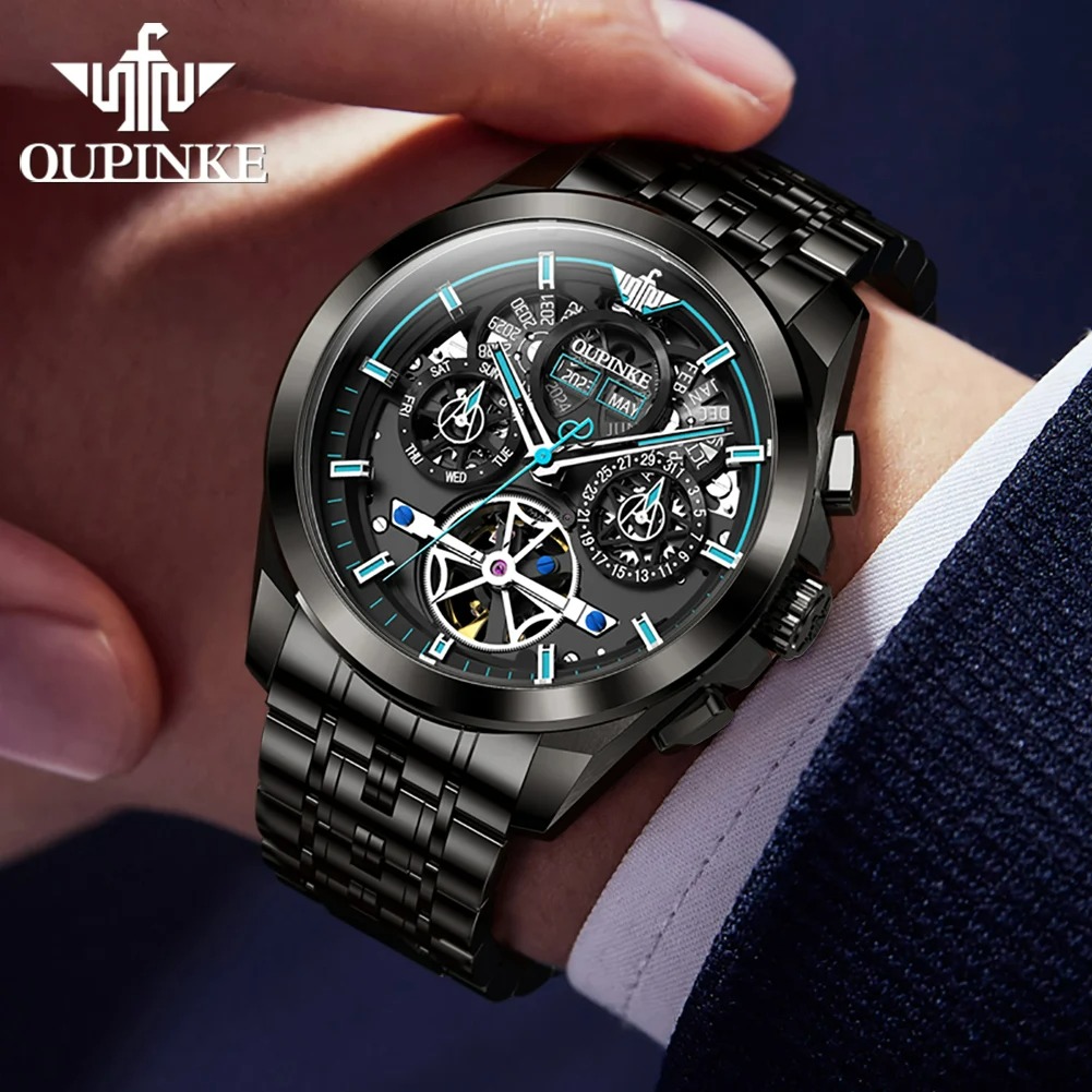 Oupinke automatische Uhr für Männer Luxusmarke mechanische Herren uhren wasserdichte Edelstahl Armbanduhr relogios masculino