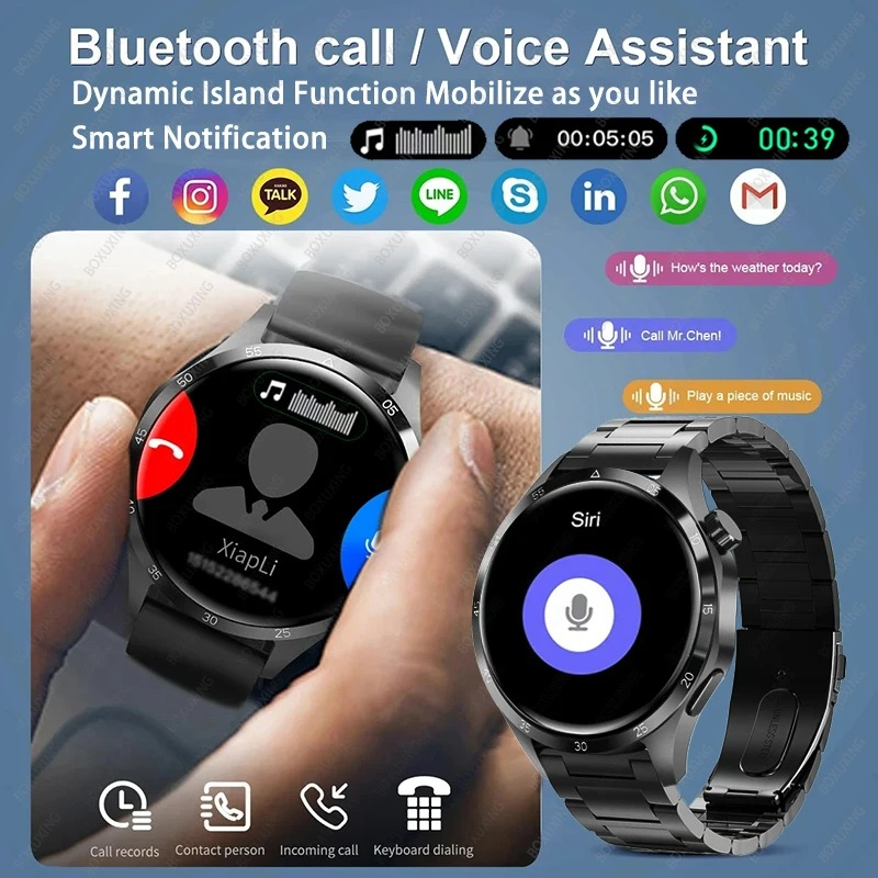 High quality health watch intelligence non-invasive Blood glucose pressure ECG health smart watch 2023