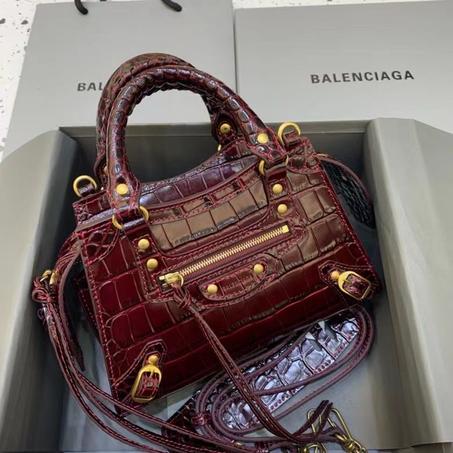 BALENCIAGA Classic Metallic Edge City Crocodile-Effect Bag