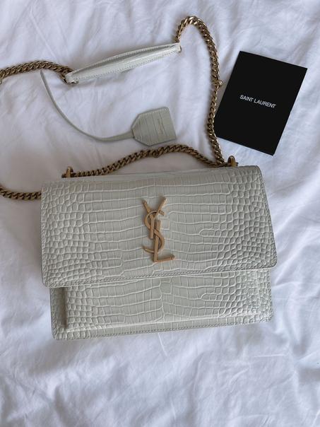 Saint Laurent  Croc Embossed Leather Sunset Chain Bag