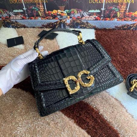 Dolce & Gabbana Amore Shoulder Bag In Crocodile Leather