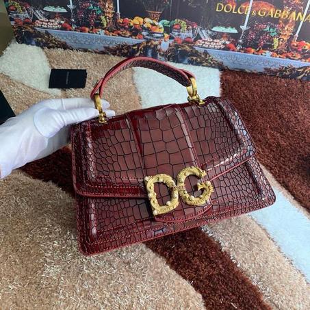 Dolce & Gabbana Amore Shoulder Bag In Crocodile Leather