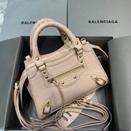 BALENCIAGA Classic Metallic Edge City Crocodile-Effect Bag