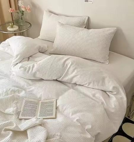 Ins نمط طقم سرير غطاء لحاف غسل القطن بلون الهراء شبكة الصيف لينة غطاء سرير مجموعة المعزي مجموعة غطاء لحاف