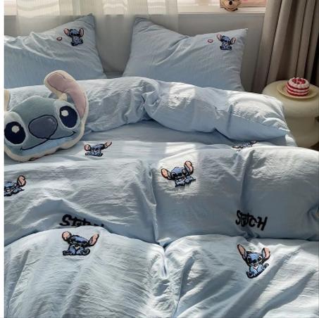 ديزني لطيف الكرتون غرزة ميكي لينة غسل القطن السرير 4 قطعة مجموعة الصيف مريحة طالب عنبر المنزل الفراش غطاء لحاف