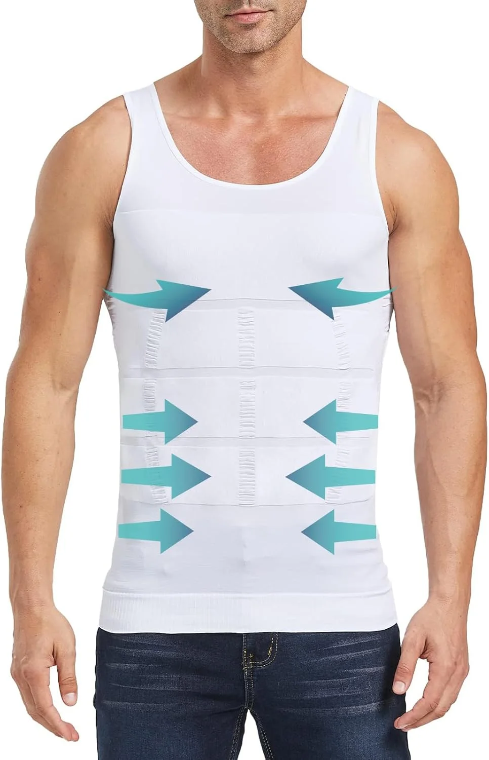 مشد رجالي بكم قصير لنحت البطن وتعزيز اللياقة توصيل مجاني