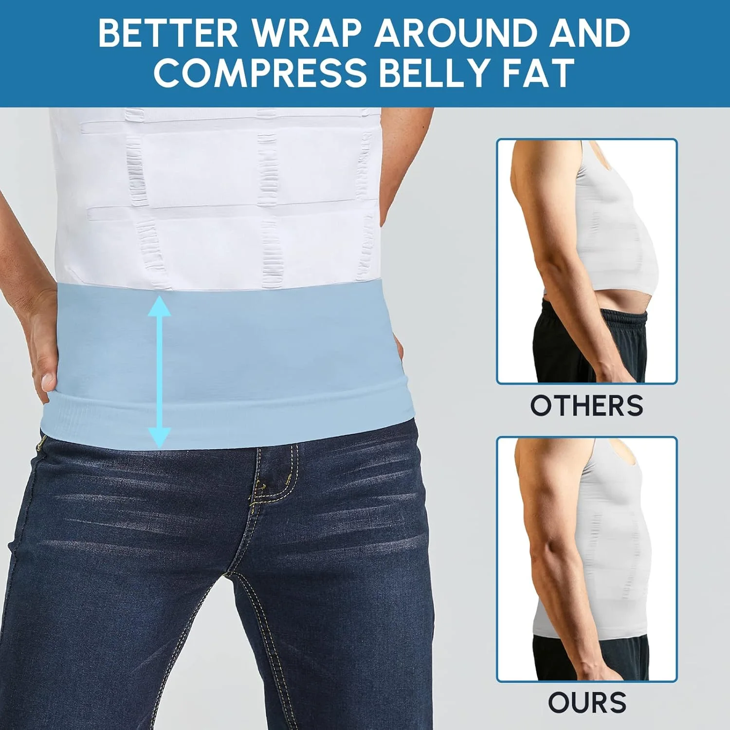 مشد رجالي بكم قصير لنحت البطن وتعزيز اللياقة توصيل مجاني