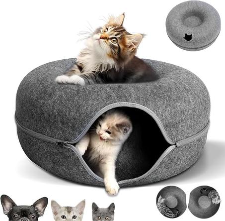 Túnel para Gatos con Cojín Extraíble y Cremallera Oculta