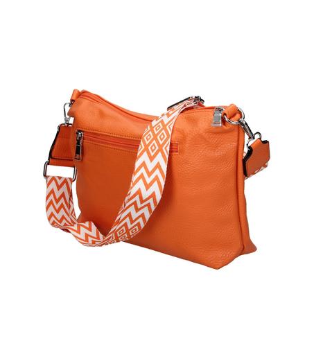 Bolso Bandolera para Mujer Estilo Retro - Color Naranja con Correa Estampada