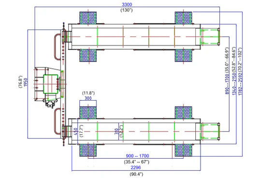 IDeal SC-2K-UTV-X Single Column UTV & Mower Storage / Service Lift Diagram
