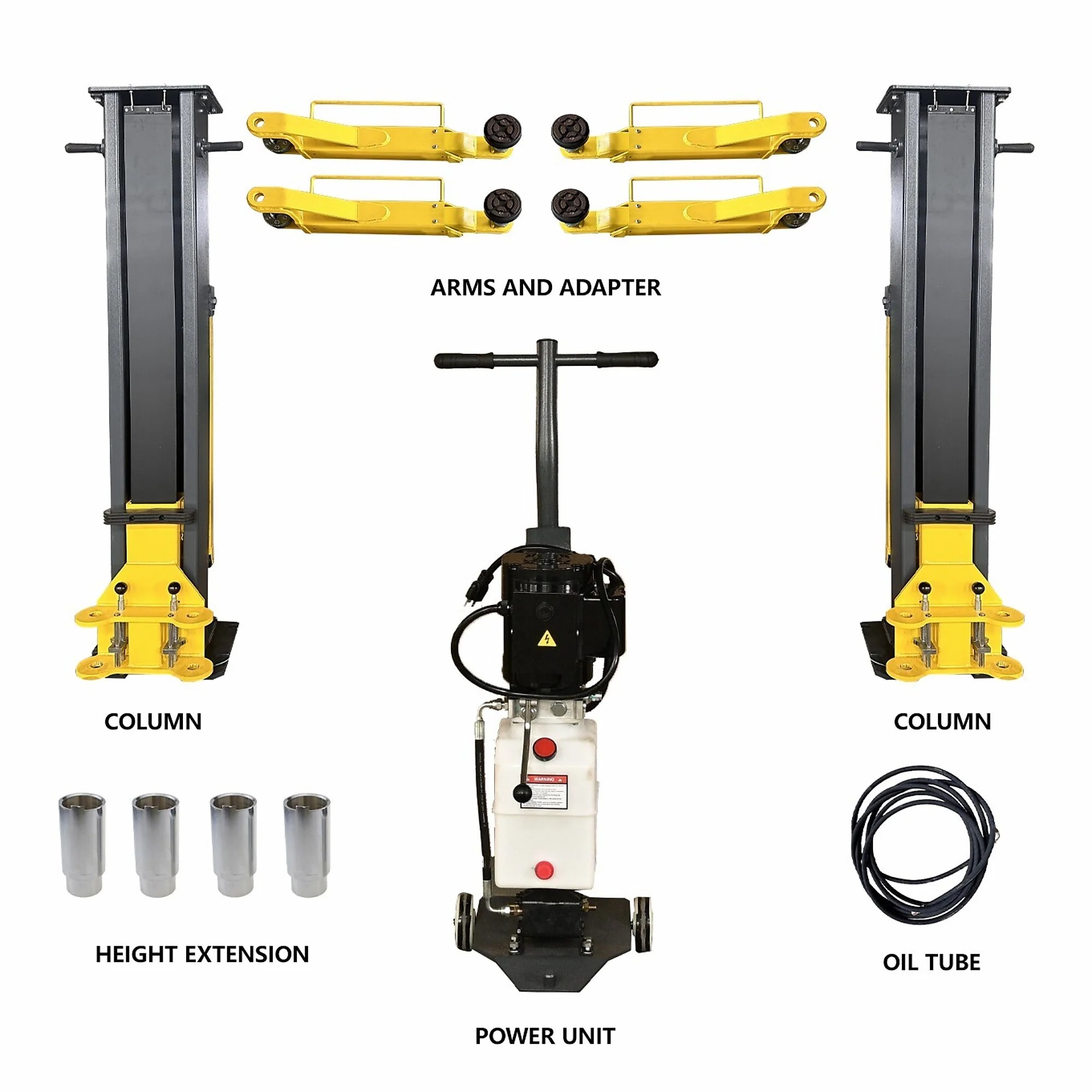 everything that is included with the KT-PMRL200 Portable two post lift