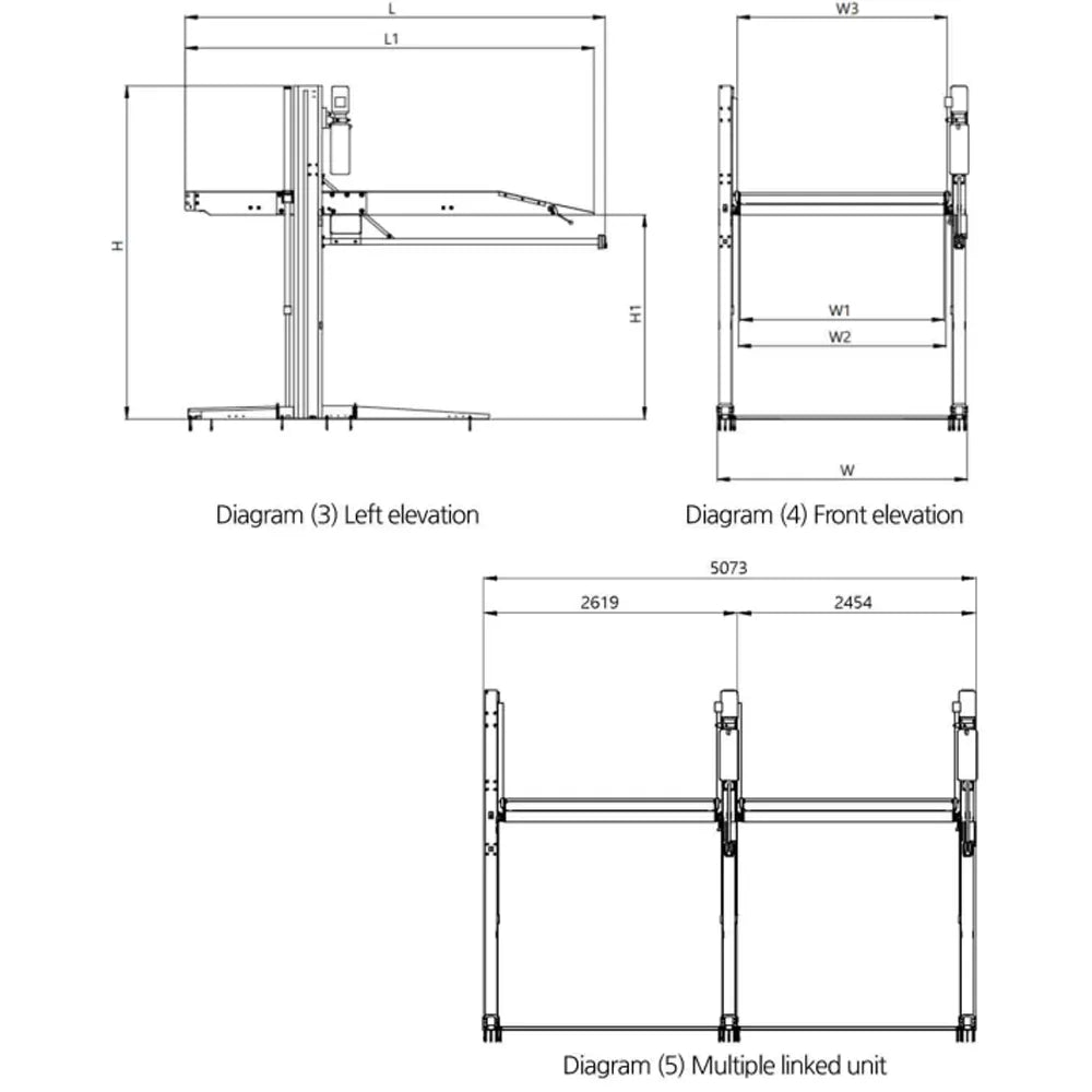 Katool KT-P2700 - 660lbs Capacity 2 Post Parking Lift Diagram 2