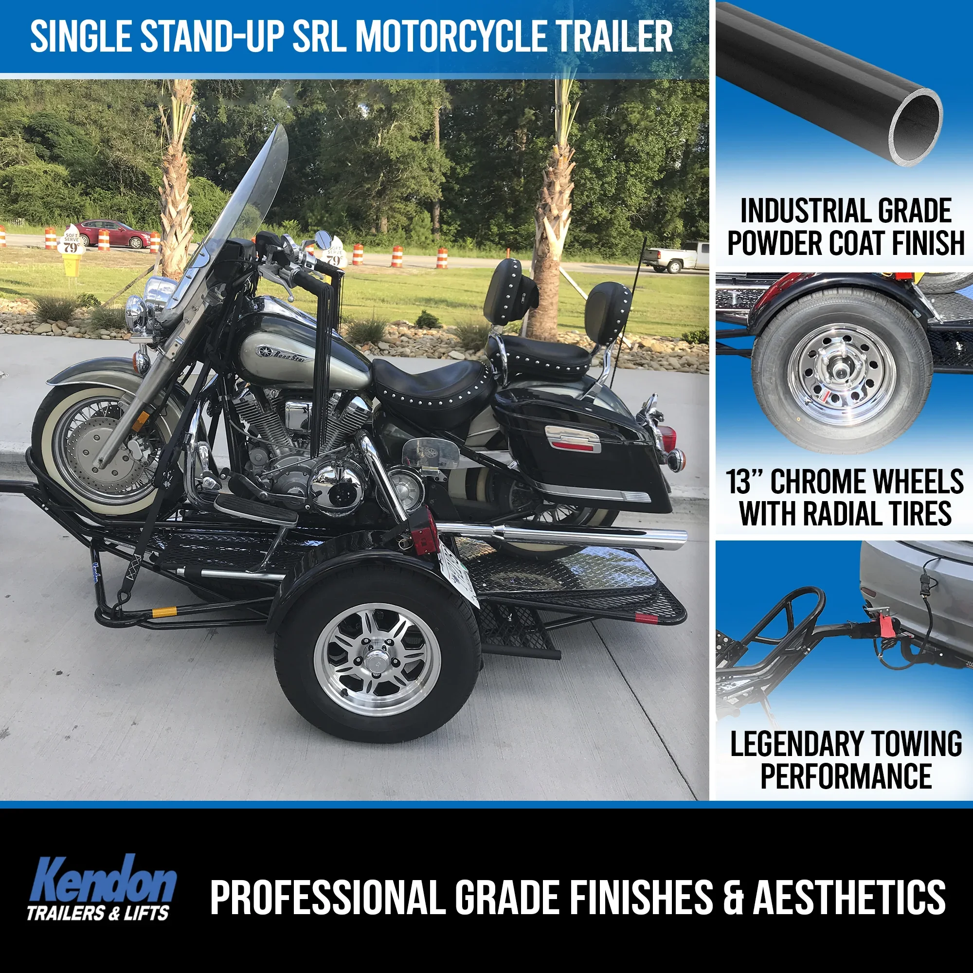 BB107RU Single Ride-Up SRL Stand-Up™ Motorcycle Trailer