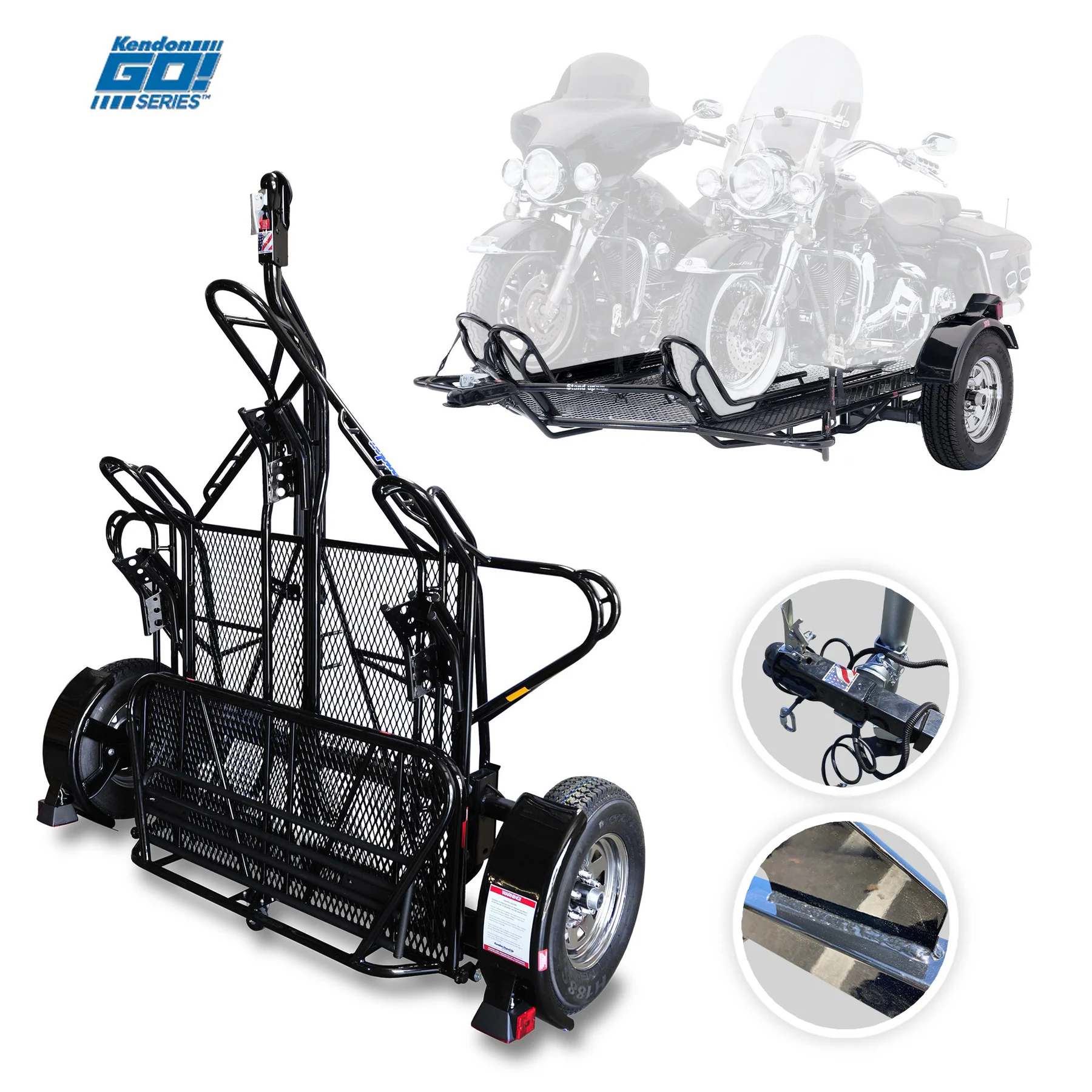Go!Series Stand-Up™ DB507-A 3-Rail Folding Motorcycle Trailer