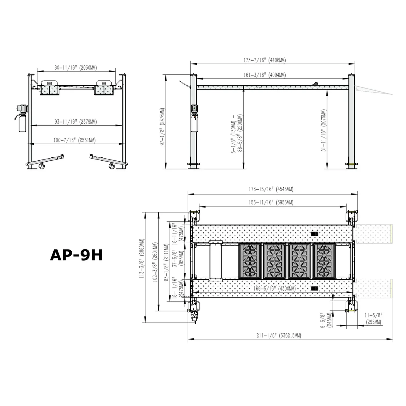 APlusLift Falcon 9000LB 4-Post Portable Parking Storage Service Car Lift - AP-9H