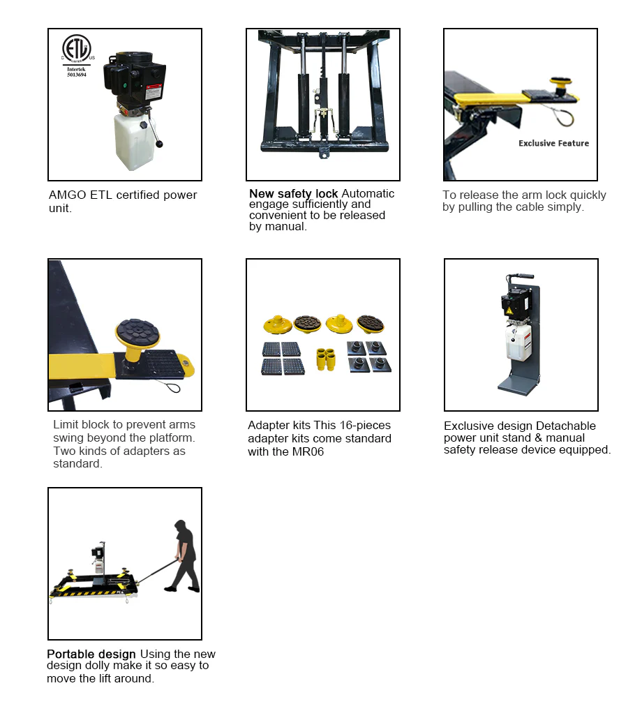 AMGO MR06 6,000lb Portable Mid Rise Scissor Lift