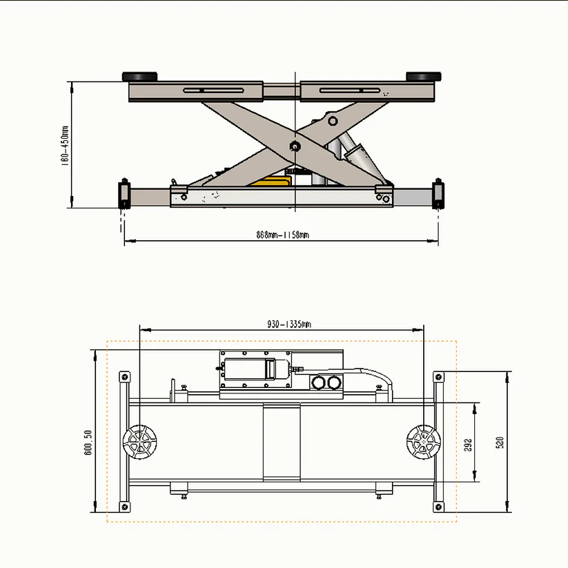 Katool KT-RJ70 7,000 lb Rolling Bridge Jack for Four-Post Lifts