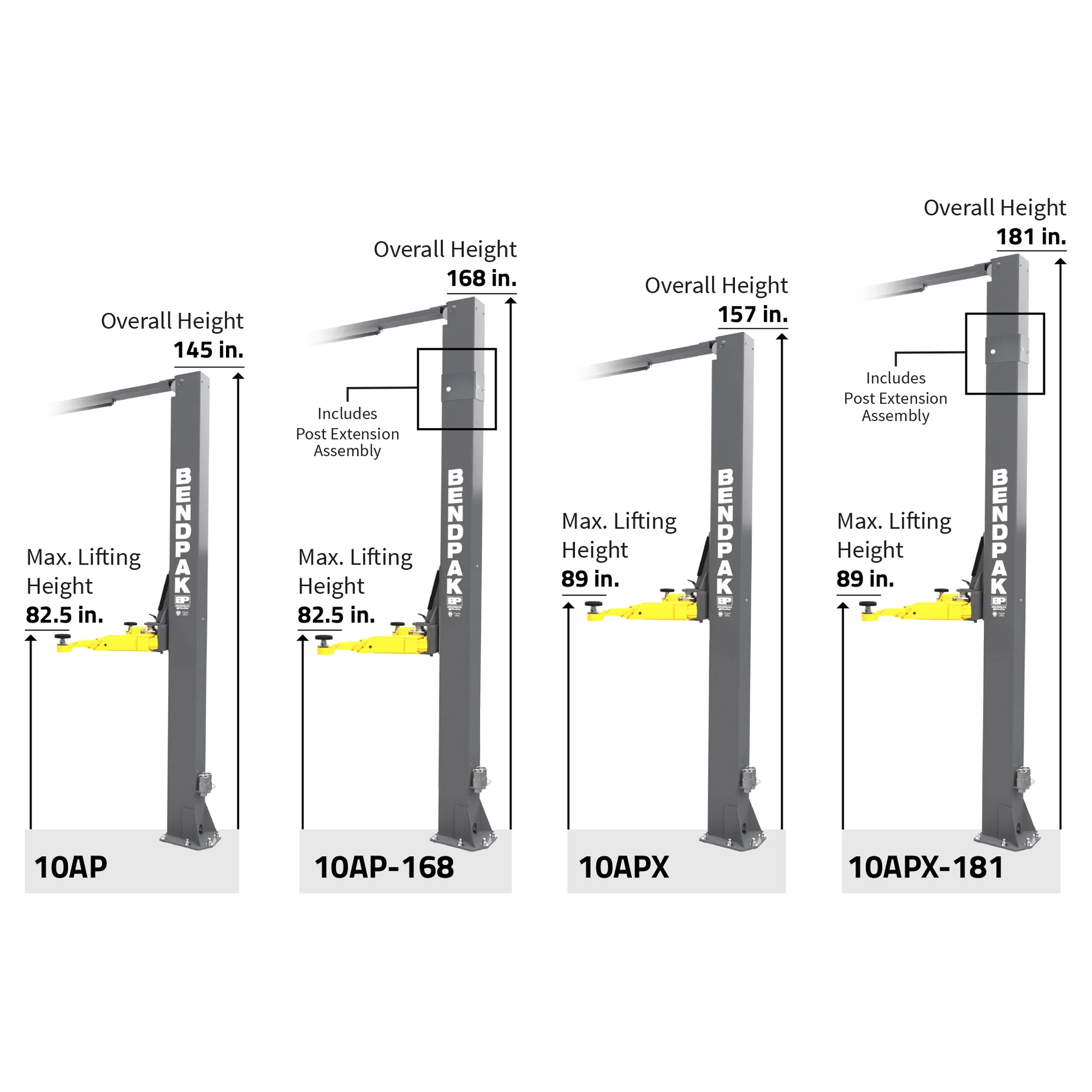 BendPak 10APX Two-Post Car Lift - 10,000-lbs. Capacity - High-Rise
