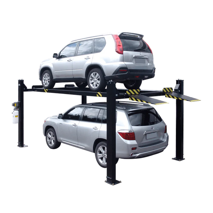 Tuxedo FP9K-DX-XLT 9,000 lb Deluxe Storage Lift Extended Length / Height - Poly casters, drip trays, jack tray