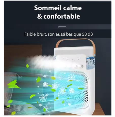 Mini Climatiseur Portatif Rechargeable (USB + Eau)