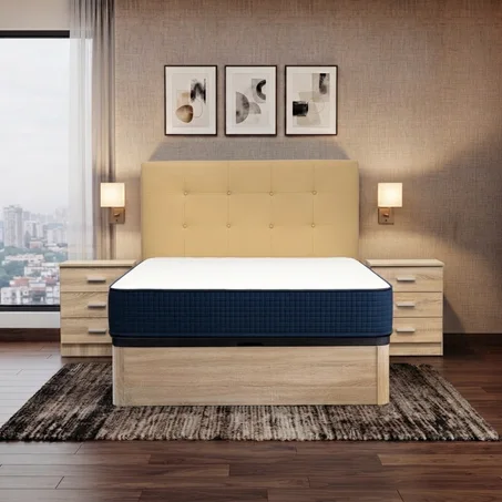 Pack Dormitorio Completo: Canapé, Colchón, Cabezal y 2 Mesitas