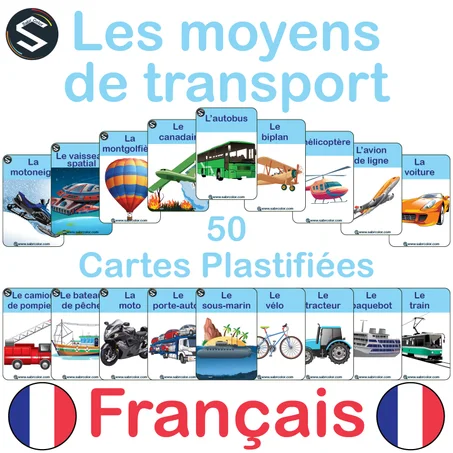 Les moyens de transport [50 Cartes Plastifiées]