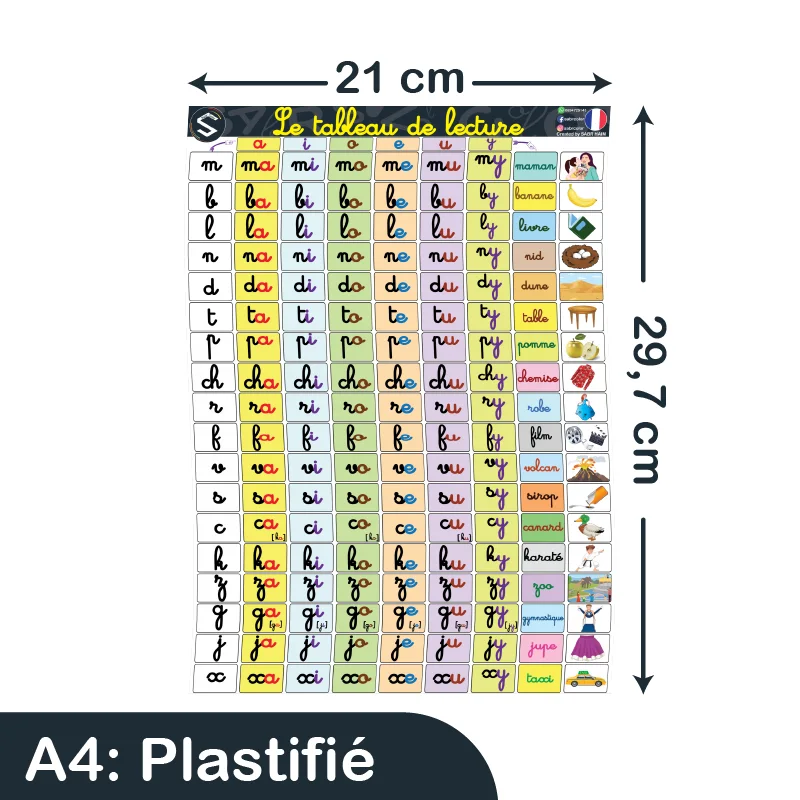 Tableau de lecture 2 AEP cursive