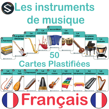 Les instruments de musique [50 Cartes Plastifiées]