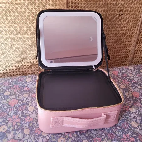 trousse de maquillage portable avec miroir led