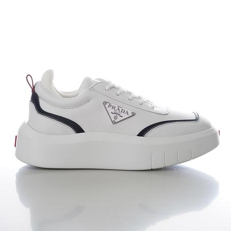 Baskets de luxe en cuir brossé blanc et noir, chaussures confortables à fond épais, décontractées, pour la marche