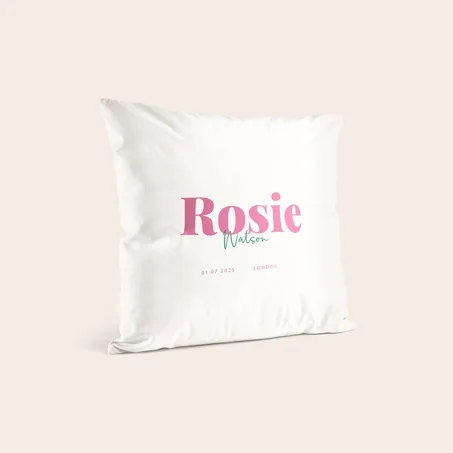 Personalised cushion - Newborn Baby - White - 40 x 40 cm