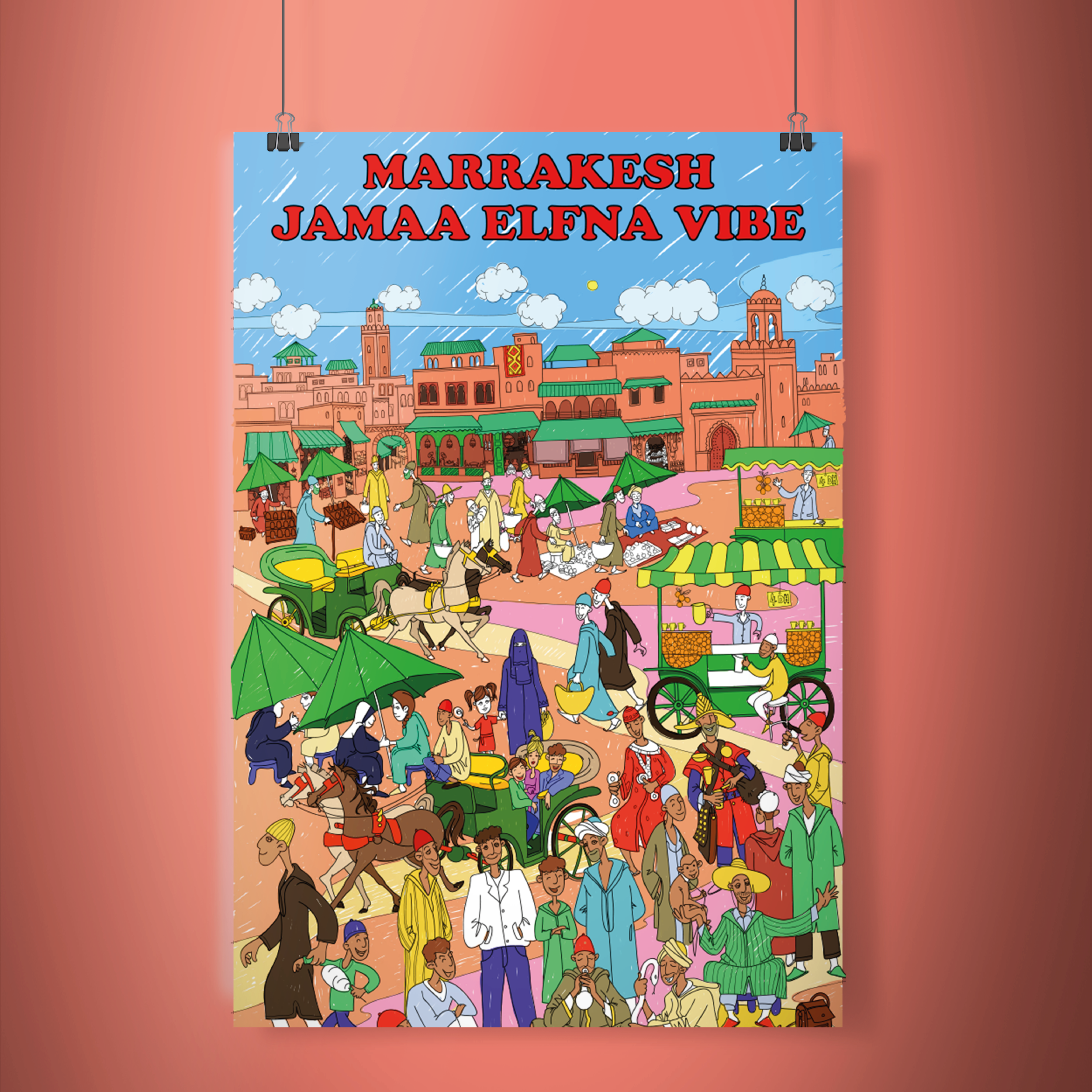 Marrakesh Jamaa Elfna Vibe - Poster XXL Géant à Colorier
